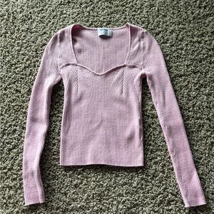 Pink Ribbed Long Sleeve Top